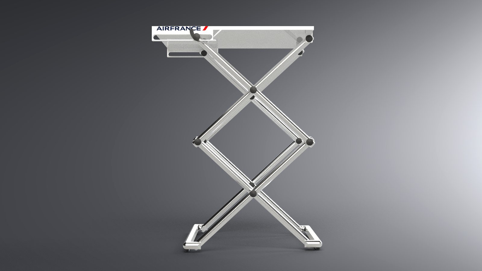 Table pliante Air France Mécanisme en double ciseau